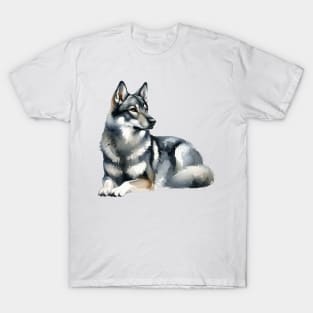 Norwegian Elkhound Watercolor - Beautiful Dog T-Shirt